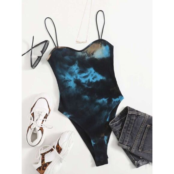 SHEIN - Blue Tie-Dye Bodysuit - Picture 1 of 6